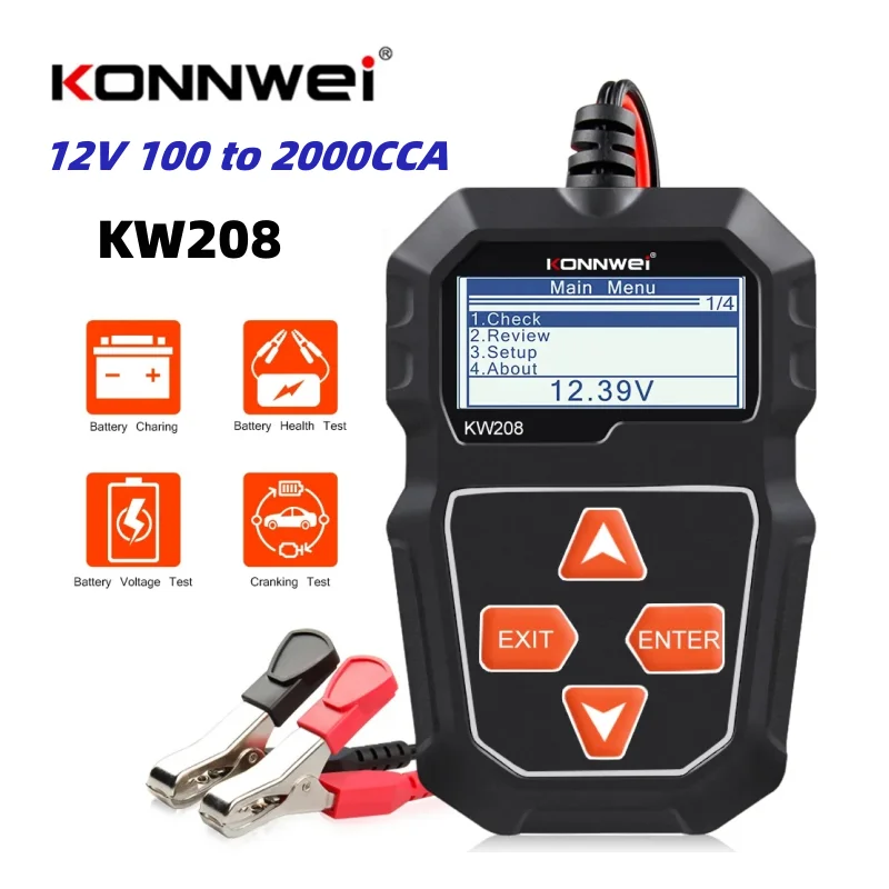 KONNWEI KW208 Car Battery Tester 12V 100 to 2000CCA Cranking Charging Circut Tester Battery Analyzer 12 Volts Battery Tool BM550