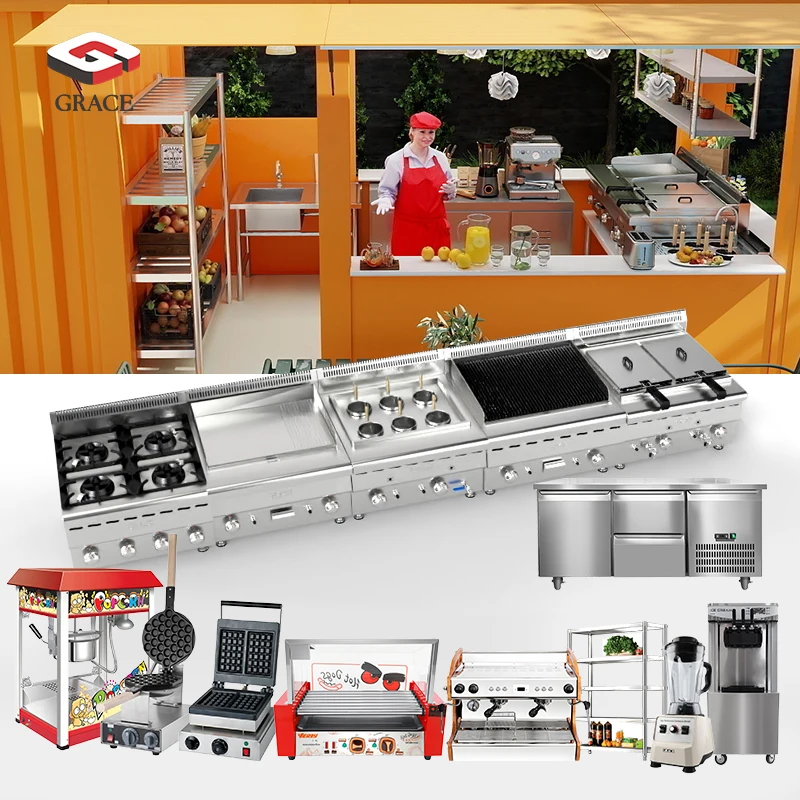 GRACE China Supplier of Complete Prefab Kitchen Equipment Set for Shipping Container, Modern Food Truck & Snack Kiosk Business