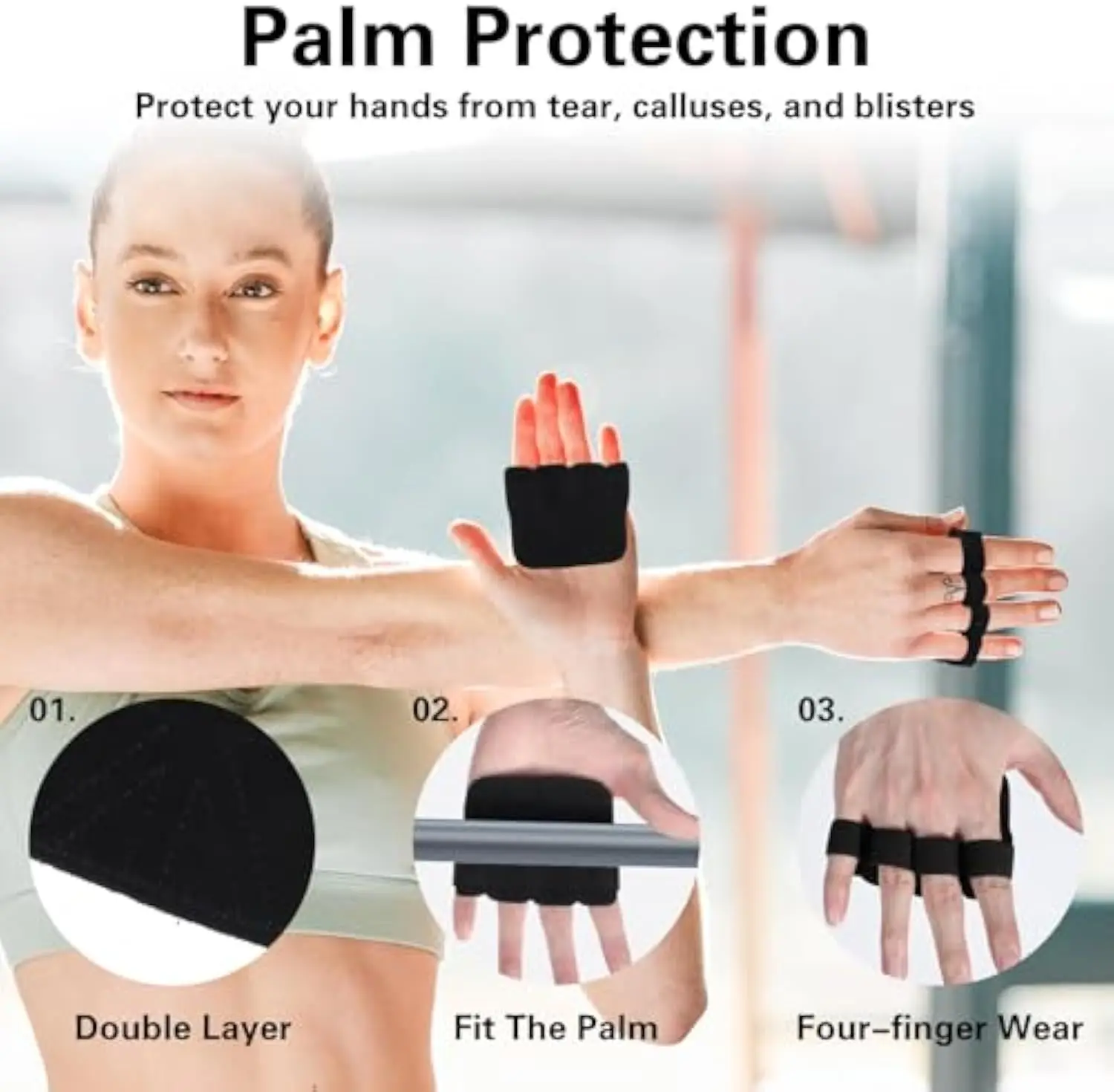 قفازات جلدية لرفع الأثقال للتدريب مضادة للانزلاق نصف إصبع للتدريب واللياقة البدنية ورياضة الجمباز وقبضة سحب ما يصل للرجال والنساء