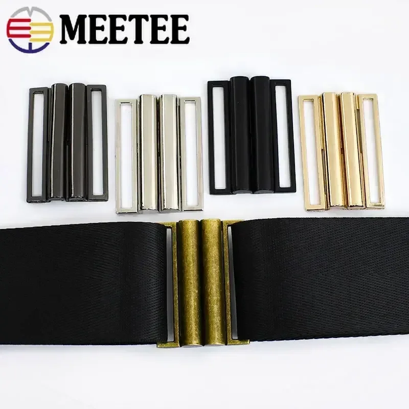 1/2Pcs Meetee 30-80mm Metal Belt Buckle Hasp Buttons for Sewing OverCoat Down Jacket Garment Waistband Decor Clasp Accessories