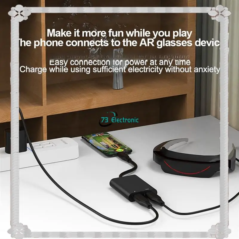 24-Hour Delivery 2 In 1 USB C AR Glasses Docking Hubs With PD Fast Charging For Smartphones And Tablets Grey