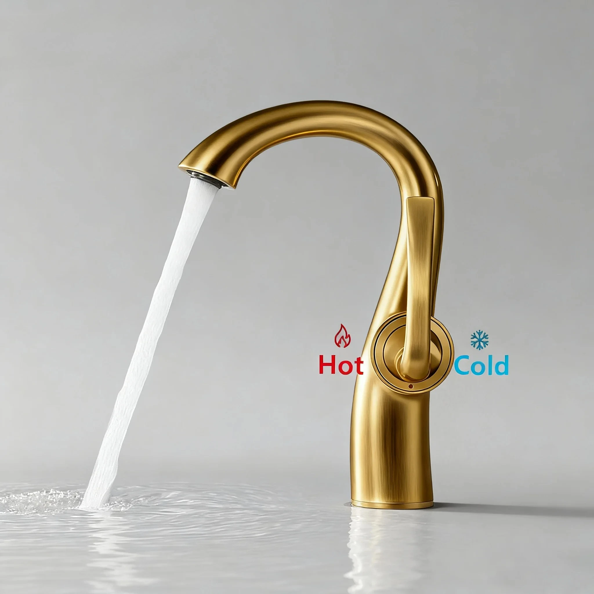 Luxury Brushed Gold Bathroom Faucet Deck Mounted Vanity Brass Mixer Water Tap Washbasin Sink Faucet One Hole Black Basin Faucets
