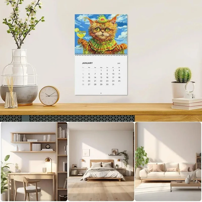 2025 Cat Wall Calendar 2025 Funny Cute Drunk Cats Themed Calender 8X11 Inches Family Planner Calendar For Cat Lovers