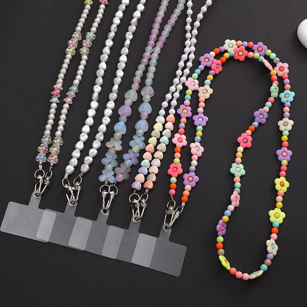 

New Acrylic Beaded Mobile Phone Chain Pearl Diagonal Body Strap Chain Mobile Phone Case Hanging Ornament Pendant Girl Gift