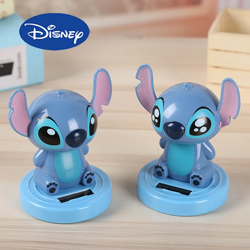 Disney Stitch car decoration Solar Shaking Head Doll Cartoon Car Automatic Shake Head Ornaments Room Decoration Kids Toys