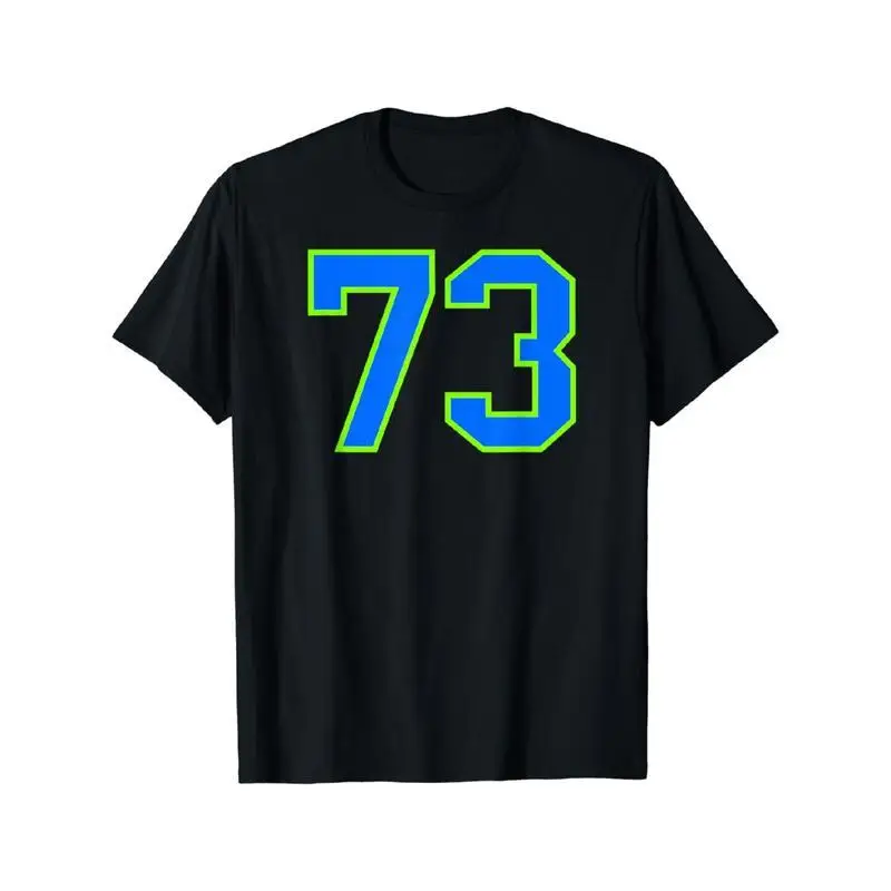 

Men Women Number 73 T-Shirt Birthday Year Team Jersey Print Pullover Casual Short Sleeve Top Sports Fan Gift