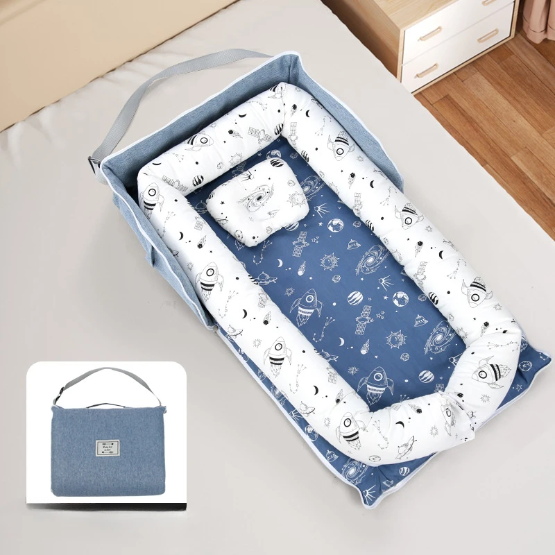 One-shoulder Mommy Bag Shaped Pillow Luggage Bag Pure Cotton Portable Foldable Baby Nest Isolation Bed Crib