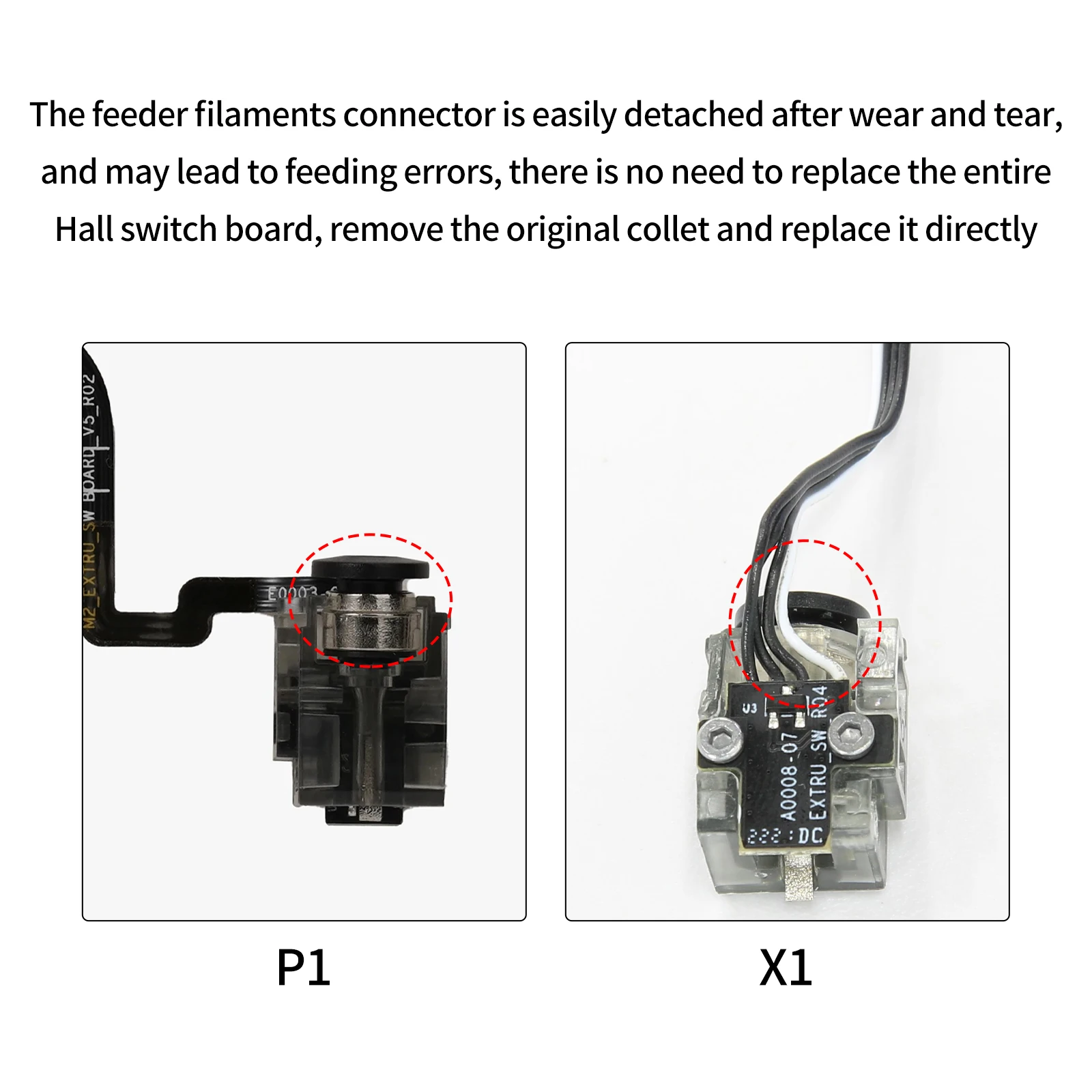 

Toaiot для 3D-принтера Bambu Lab P1P/P1S, разъем переключателя Холла, датчик нити экструдера, аксессуары для обновления 3D-принтера серии P1