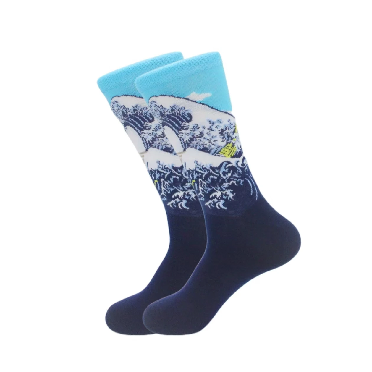 1 pair of European and American trendy socks with personalized street fashion oil painting series socks image 3