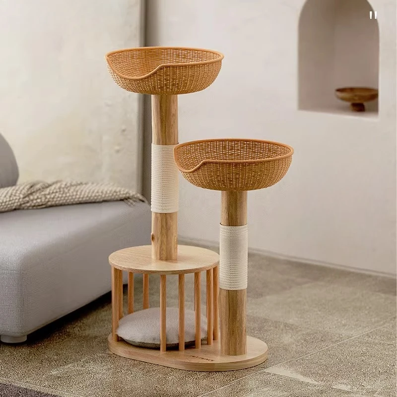

Indoor Sandbox Cat Tower Large Tree Post Castle Wooden Cat Tower Modern Climbing Stairs Things Rascador De Gatos Cat Furniture