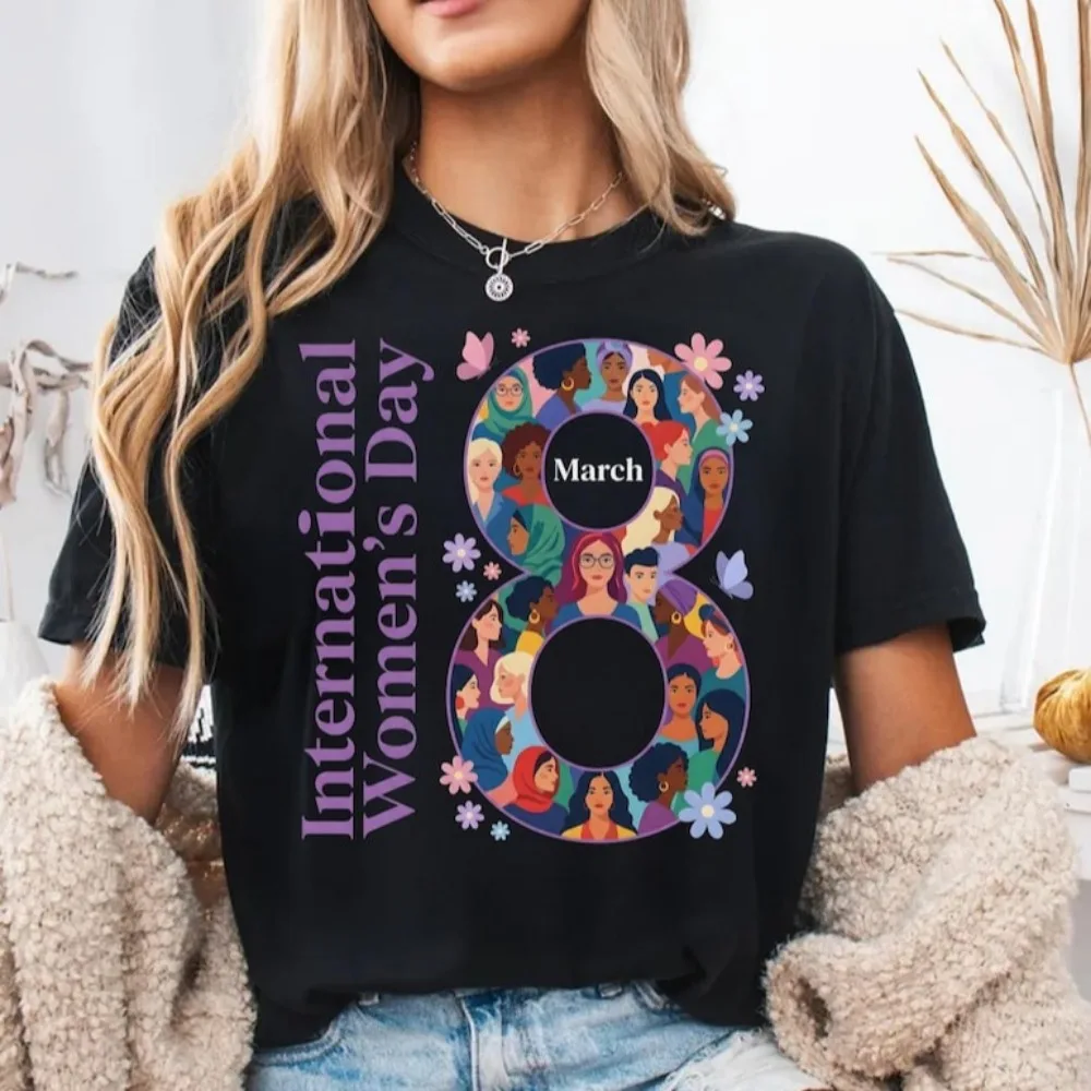 International Womens Day TShirt Powerful Women Gift March 8th Apparel Girls Support Girls Hoodie Equality Tops Inspiration Tees