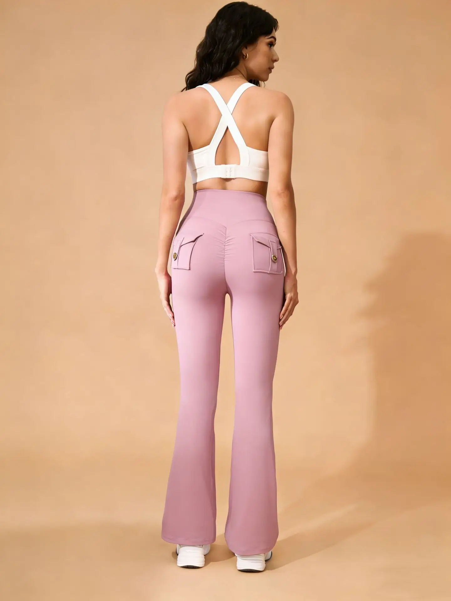 Women's High-Waisted Fitness Leggings — With Pockets and Invisible Pleat Design; Yoga, Sports, and Outdoor Tights