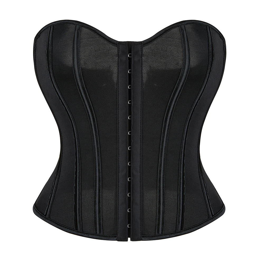 Breathable Mesh Bustier Crop Top Front Hooks Overbust Corset Sleeveless Summer Streetwear