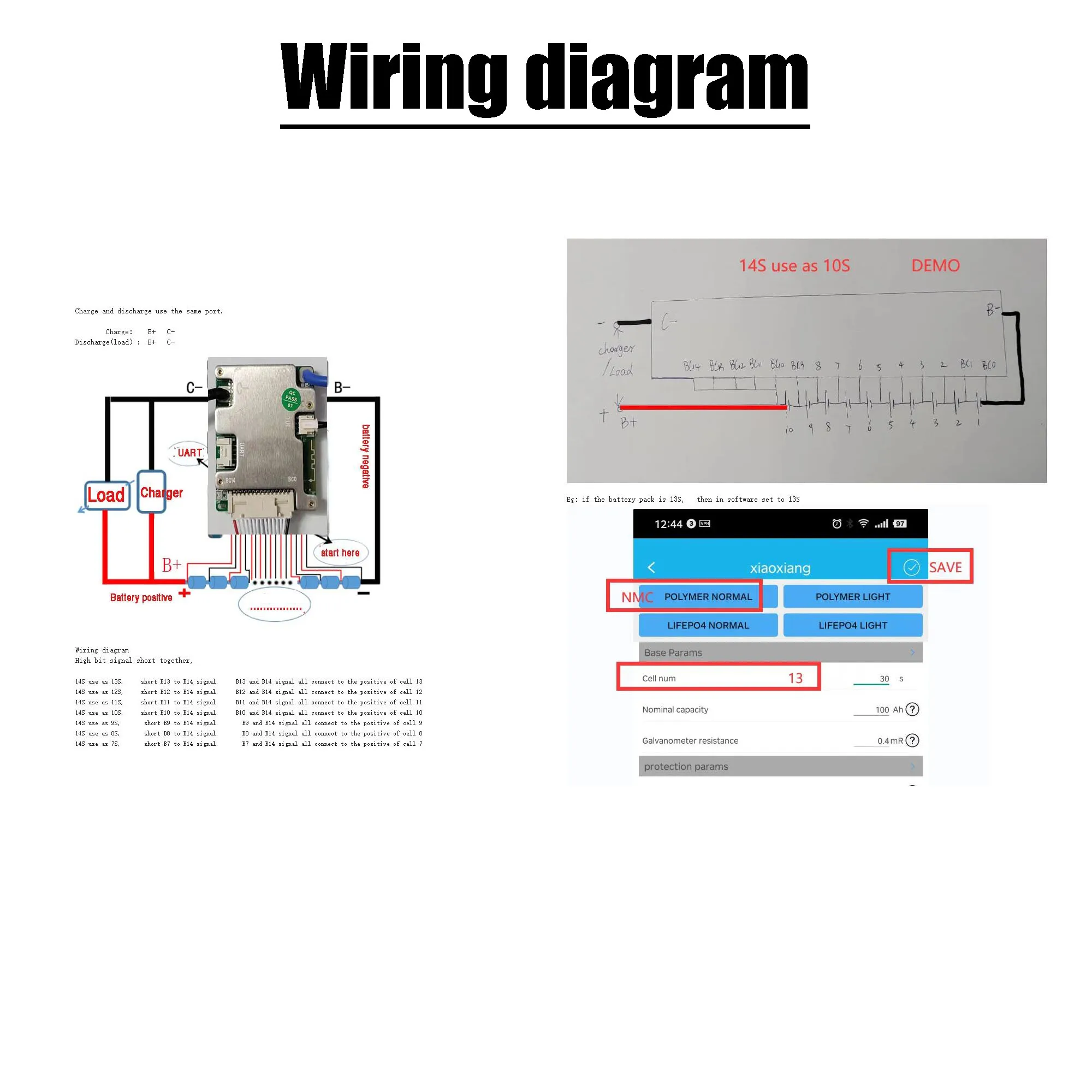 7S TO 17S Built In Bluetooth Smart BMS 10S 13S 14S 16S Lithium Battery Protection Board 24V 36V 48V 60V Li-ion Lipo 20A 40A 60A