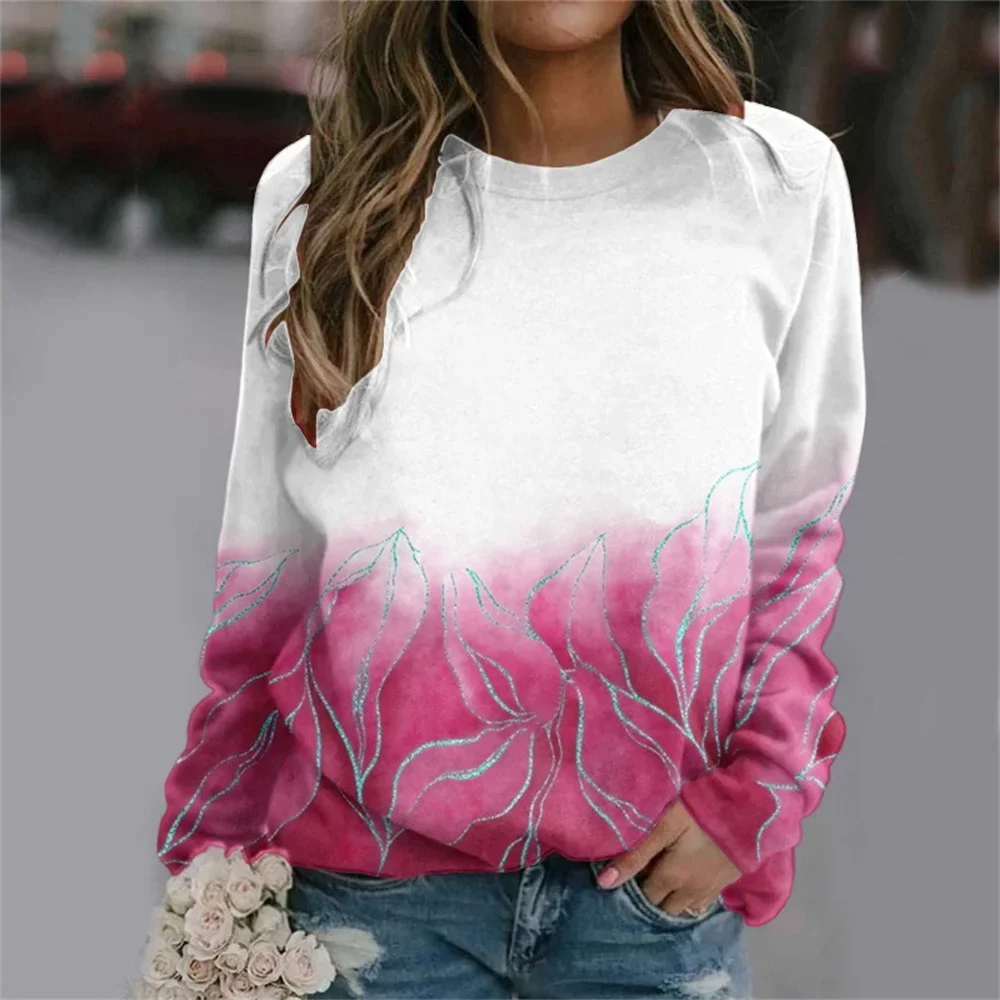 Large Size Women's ， Summer Fashion Hand-painted Printed Casual Long Sleeved Top, Long Sleeved Comfortable Plus Trendy Outfit