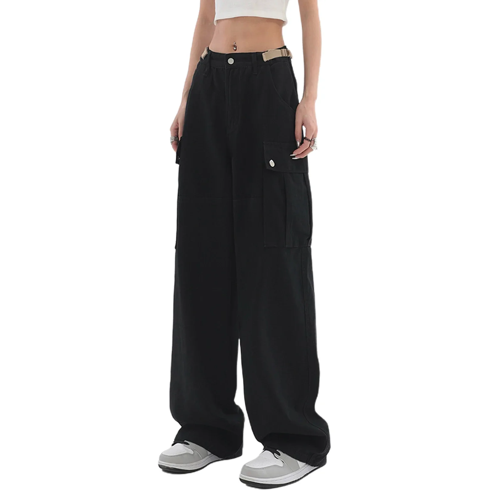 Streetwear Casual Cargo กางเกงผู้หญิงใหม่กางเกงฤดูร้อนบางตรงกางเกงแฟชั่น Casual กระเป๋า Pantalon Femme