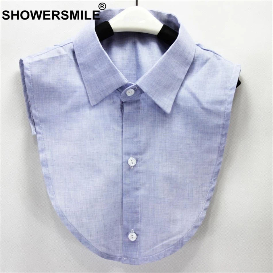 SHOWERSMILE Fake Collar Shirt Cotton Shirt Men Women Detachable Collar Male Lapel Fake False Collar Blue Clothing Accessories