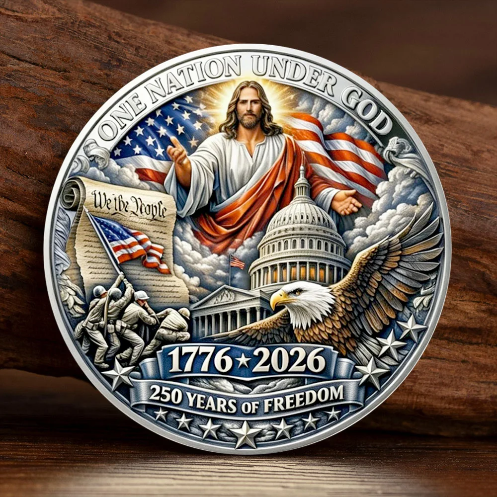 One Nation Under God 250 Years of Freedom Silvery Plated Souvenir Coin Proclaim Liberty Throughout All The Land Collection Coin