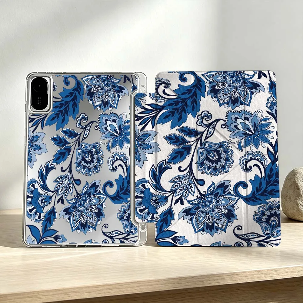 

Artistic Blue Flowers For Xiaomi Mi Pad 8 7 6 5 Pro Redmi Pad SE 2 Poco Pad Foldable 3Y Tablet Case Soft