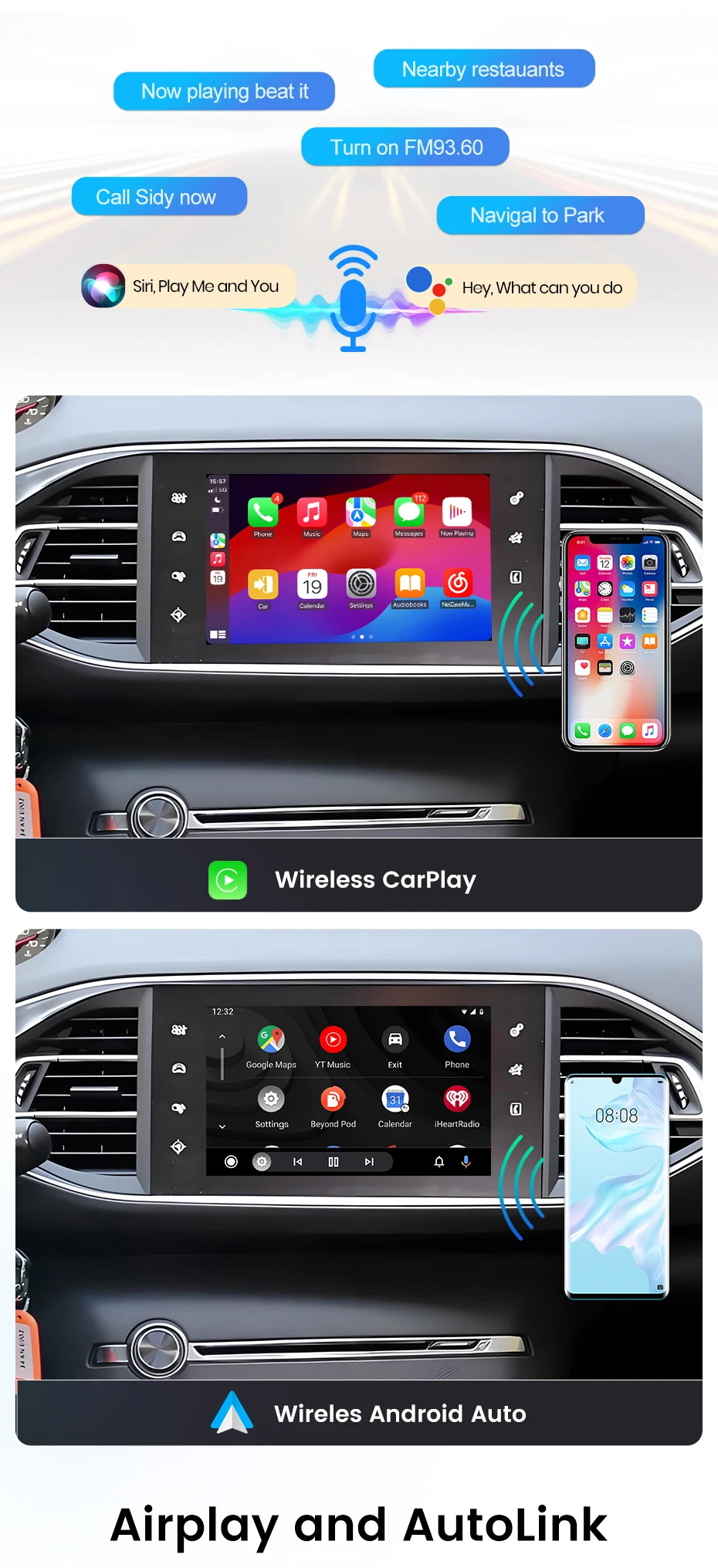 Junsun Wireless CarPlay Android Auto Modul Decoder Für Peugeot Citroen SMEG MRN Picasso C4 C5 DS4 DS3 308 508 208 3008 Airpaly – Detail 3