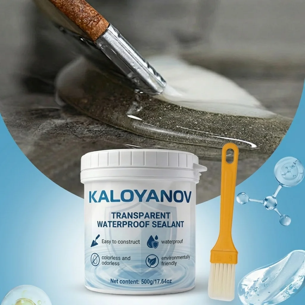 Transparent Waterproof Sealant with Brush Invisible Anti-Leak Agent Repair Coating Glue for Bathroom Roof Wall Window Tile Paste