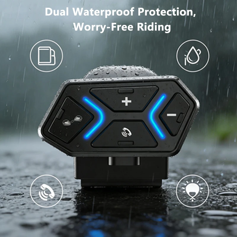 

Kebidumei Bluetooth5.4 Motorcycle Helmet Headset 500M Intercom Voice Assistant Wireless Hands-free Waterproof Motorbike Earphone