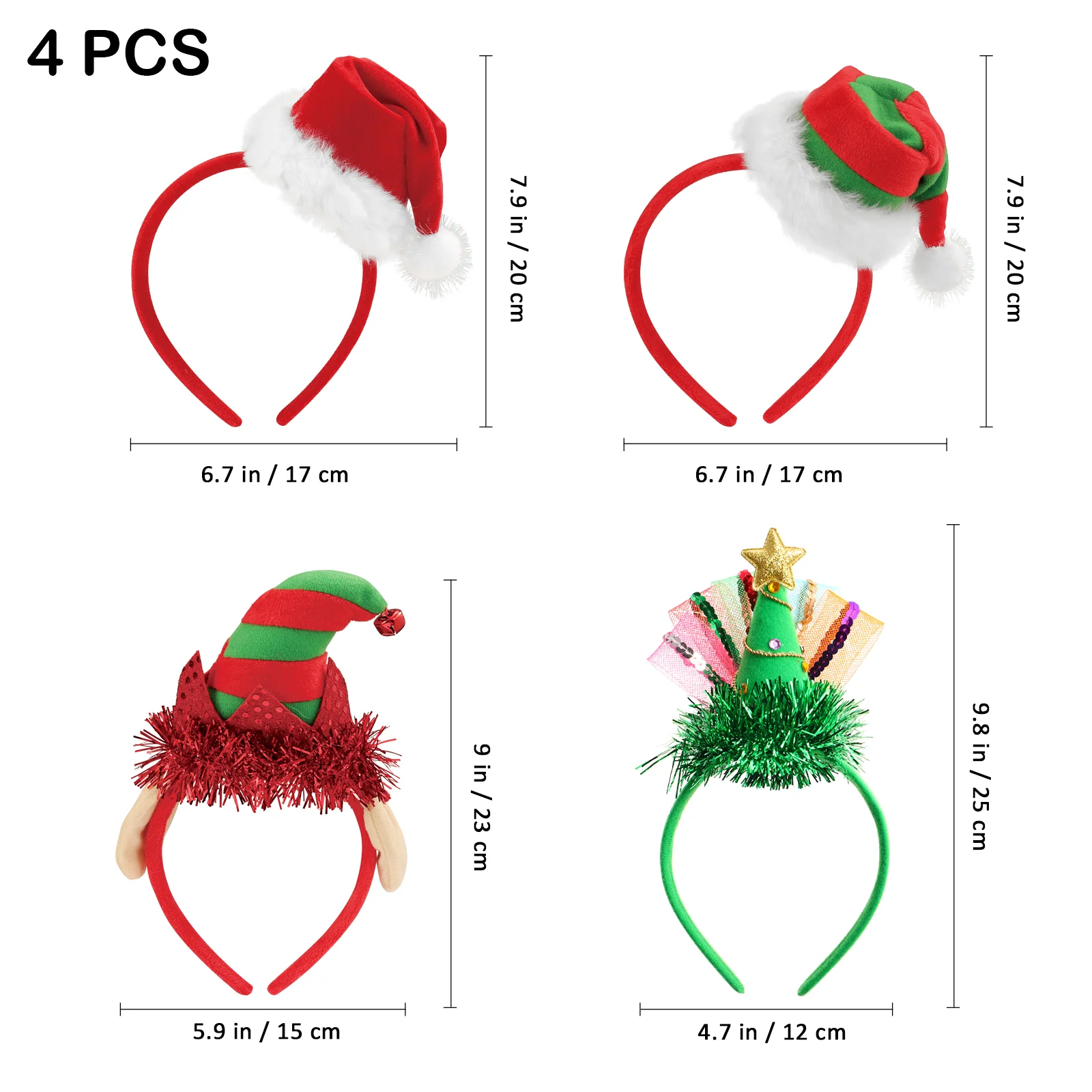 

Frcolor 4pcs Christmas Headbands Lovely Fancy Xmas Headwears Hair Hoops Hair Accessories Kids Adults Christmas Party Favors