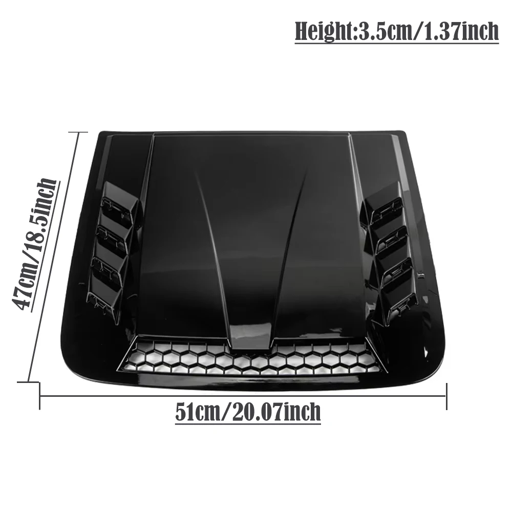 Glossy Black Car Hood Decorative Stickers Universal Front Engine Air Flow Intake Hood Scoop Vent Bonnet Cover Accessory
