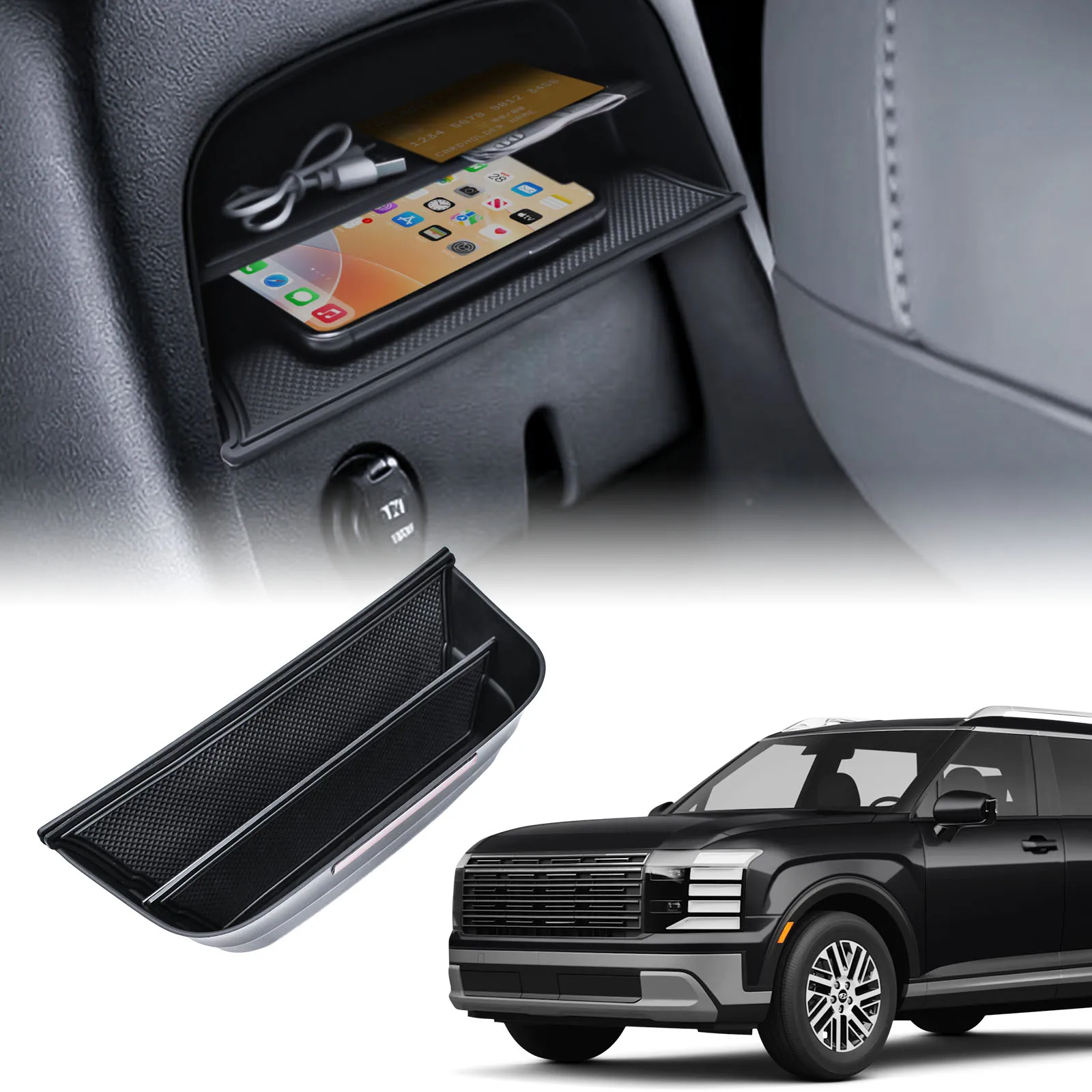 Lower Center Console Organizer for 2026 2027 Hyundai Palisade Interior Front Cabin Hidden Storage Box Tray Dividers Accessories