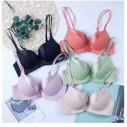 Girls' Underwear No Trace, No Feeling Comfortable Underwear Thin Thin on Thick Bra Fixed Shoulder Strap Underwear  Plus Size Bra