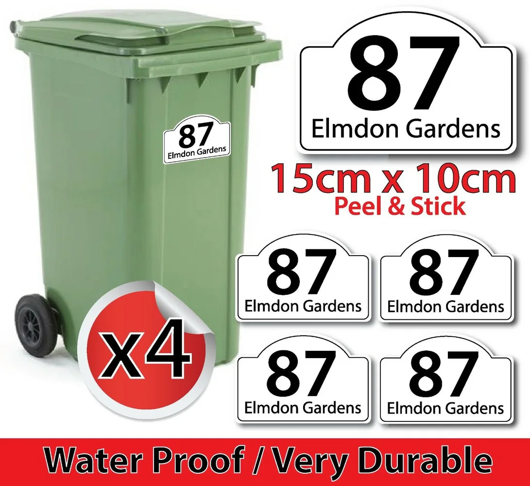 x4 TEKERLEKLİ ÇÖP NUMARALARI ÖZELLEŞTİRİLMİŞ EV NUMARASI VE YOL SOKAK ADI ÇIKARTMALARI