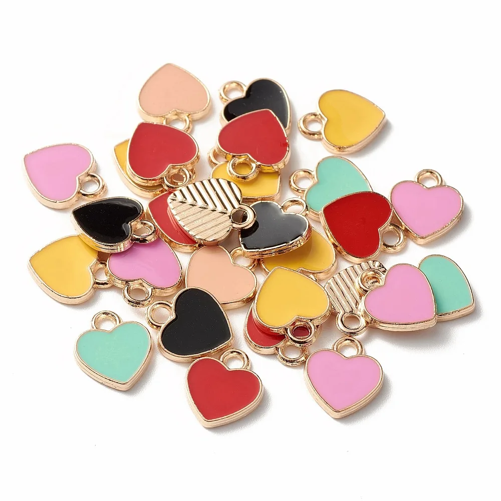PandaHall 100 Stück Zufällige Farben Emaille-Herzanhänger Pfirsichherz-Anhänger Emaille-Valentinstag-Anhänger für Schmuckherstellung DIY – Detail 5