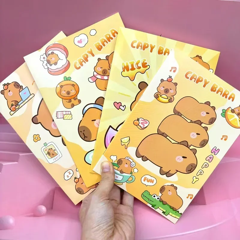 New 4Pcs/Set Anime Cartoon Capybara Cute Notebook 16Sheets Note book Time Organizer School Supplies Notepad birthday gift