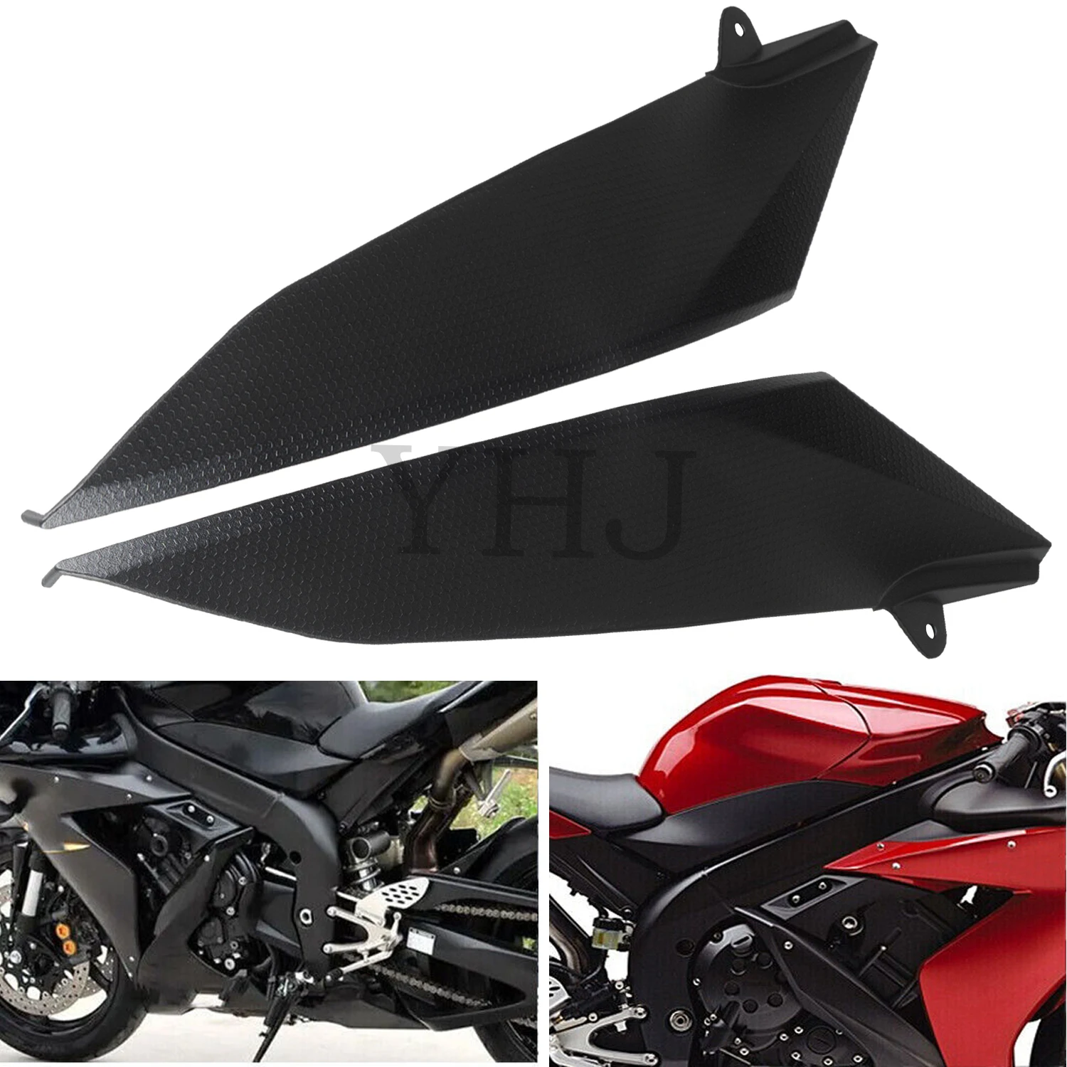 

ABS Plastic Carbon Fiber Style Fairing Fuel Tank Side Panels Trim Cover For Yamaha Motorcycle YZF R1 2004-2005-2006 Black