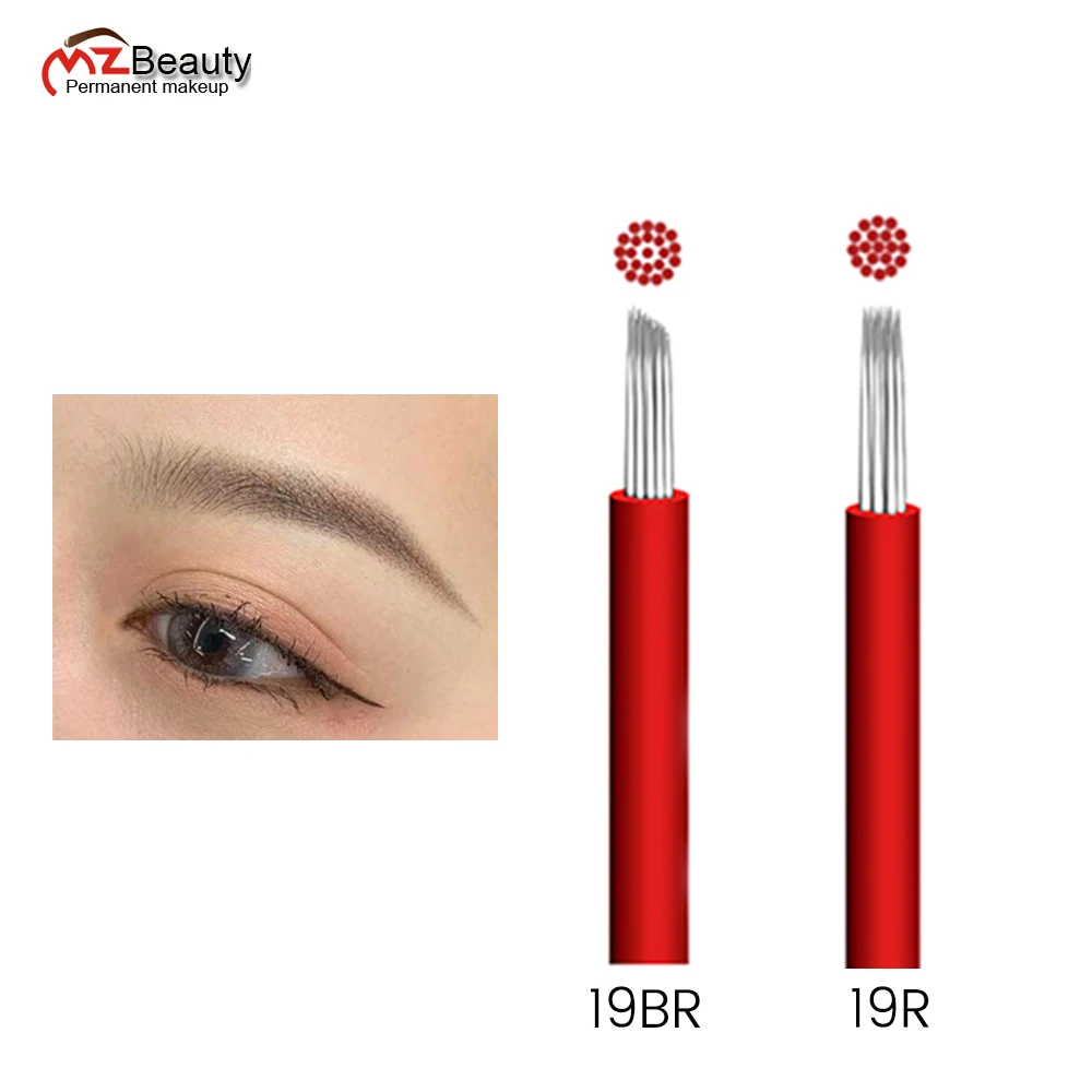 19 Beveled Shaders Blades For Microblading Shading Tattoo Fog 3D Eyebrow Permanent Makeup Needling Shade Shaded Shadows Needles