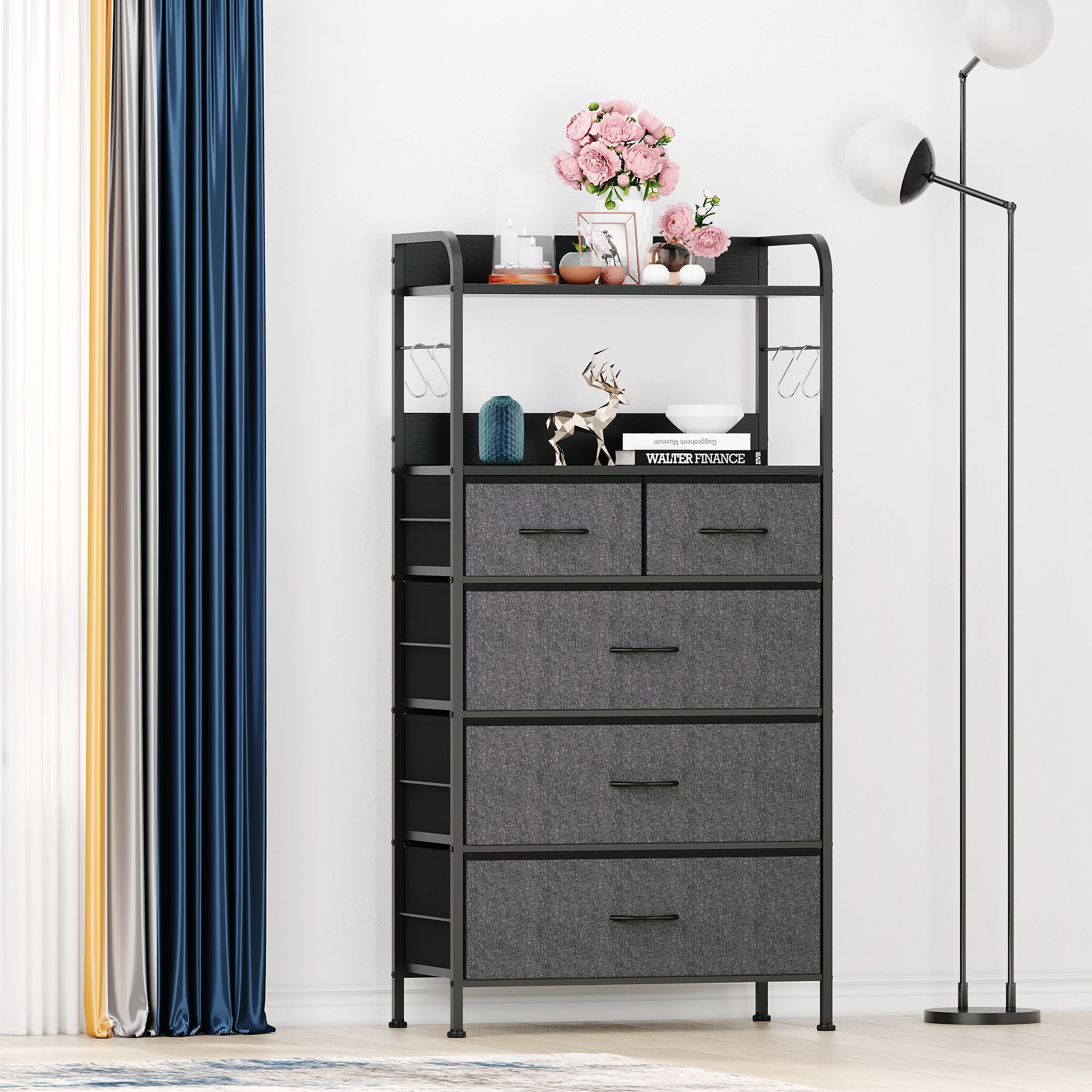 Dresser for Bedroom with 5 Drawers, Dressers & Chests of Drawers for Hallway, Entryway, Storage Organizer Unit with Fabric,