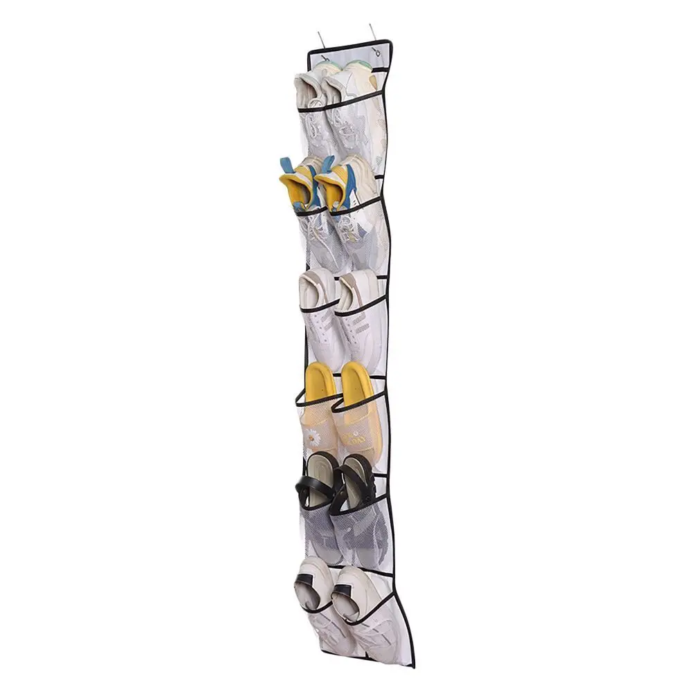 12 Pockets Shoe Underwear Hanging Holder Over Door Hooks with 2 Hooks Closet Holder Mesh Shoes Organizer Hanging Bag - view 3