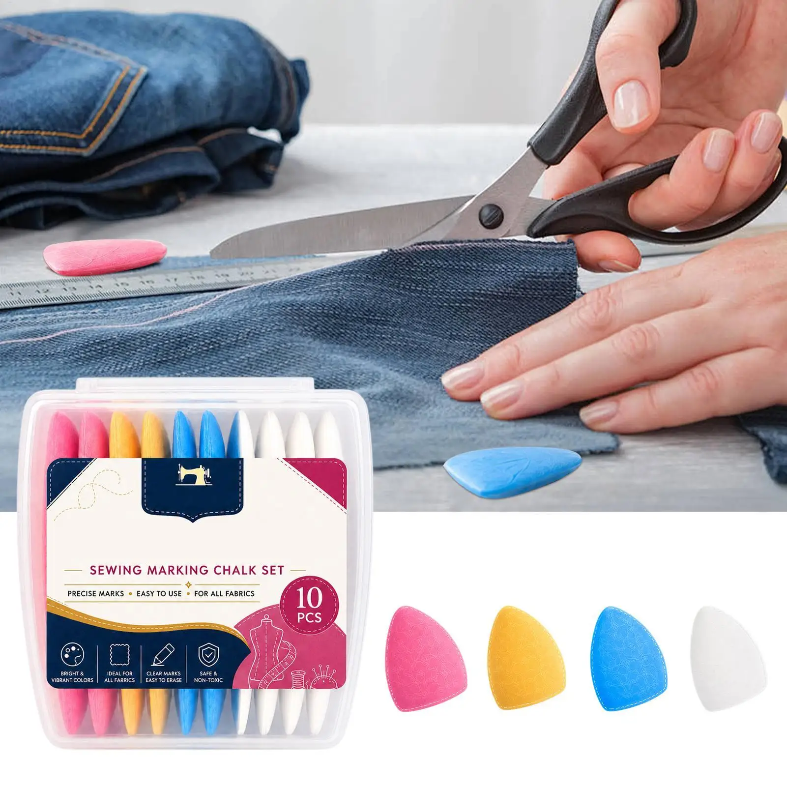 10Pcs Tailors Chalk Set 4 Colors Washable Fabric Marking Pens Sewing Supplies Kit Quilting Craft Accessories Sewing Chalk