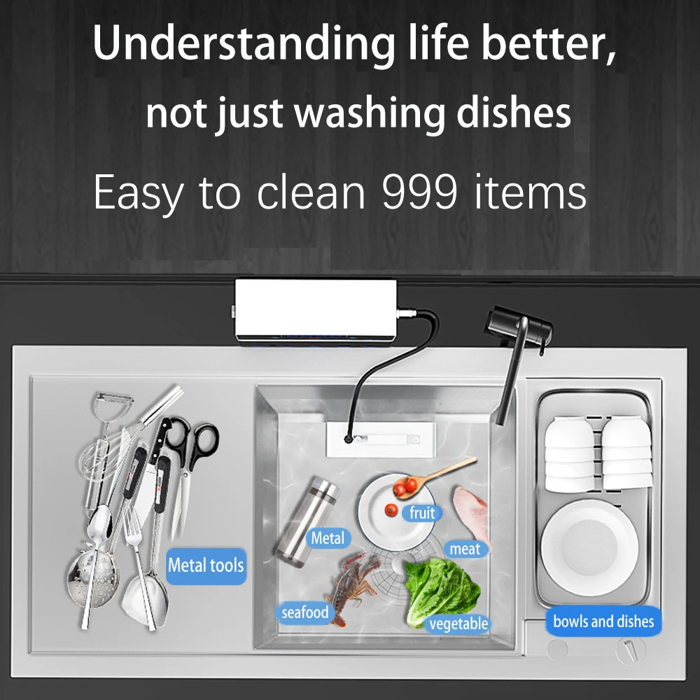 110V/220V Portable Sink Dishwasher Small Installation-free Automatic Household Vegetables,fruits,seafood,meat,Ultrasonic Cleaner