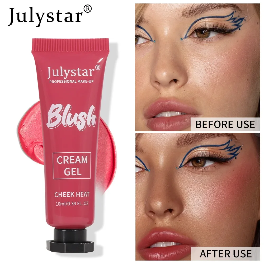 Julystar 6 Kleur Blush Crème Gel Shimmer Natuurlijke Kleur Multifunctionele Blusher Waterdicht Blijvende Oogschaduw Matte Lipgloss 10 ml