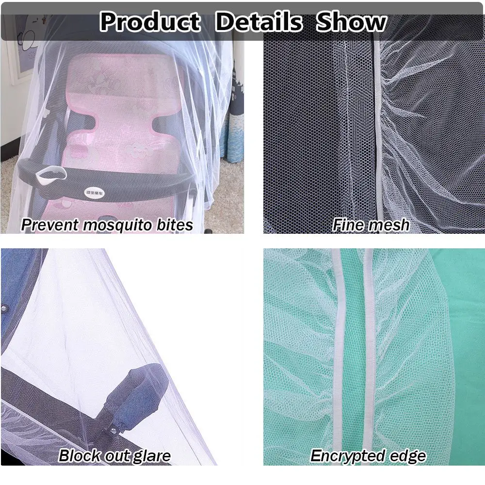 Folding Full Cover Outdoor Pushchair Mosquito Net  Mosquito Net Pushchair Anti-bug Netting Infant Protection Mesh