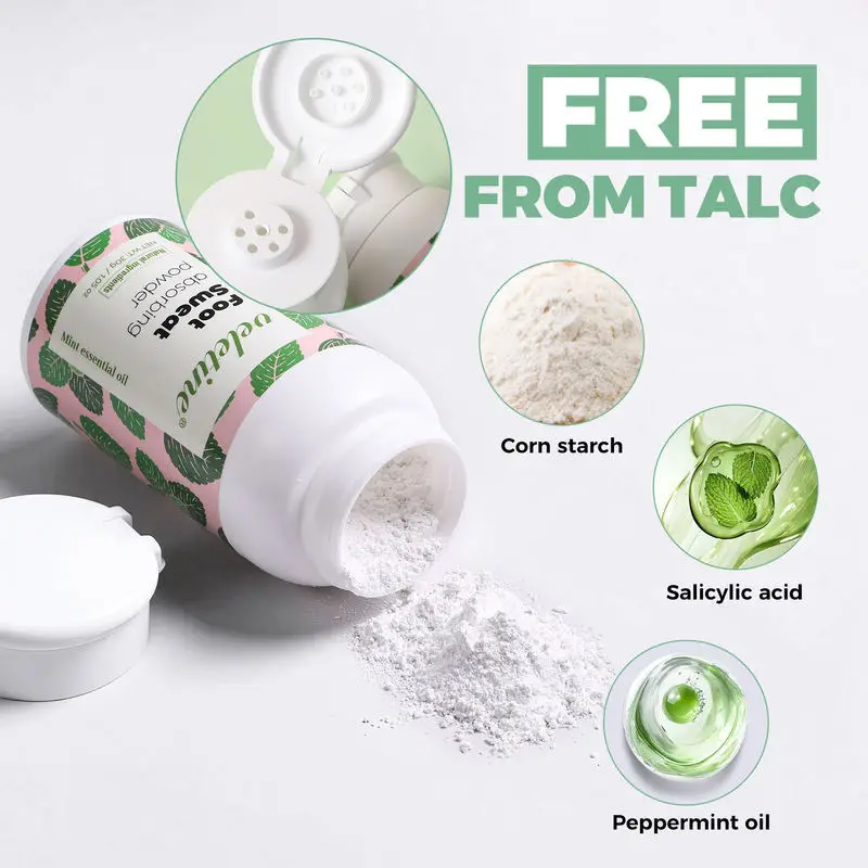 Organic Foot Deodorant Powder, Absorbs Sweat & Eliminates Odor, Keeps Feet Cool & Dry, Natural Formula, 30g X 3pcs