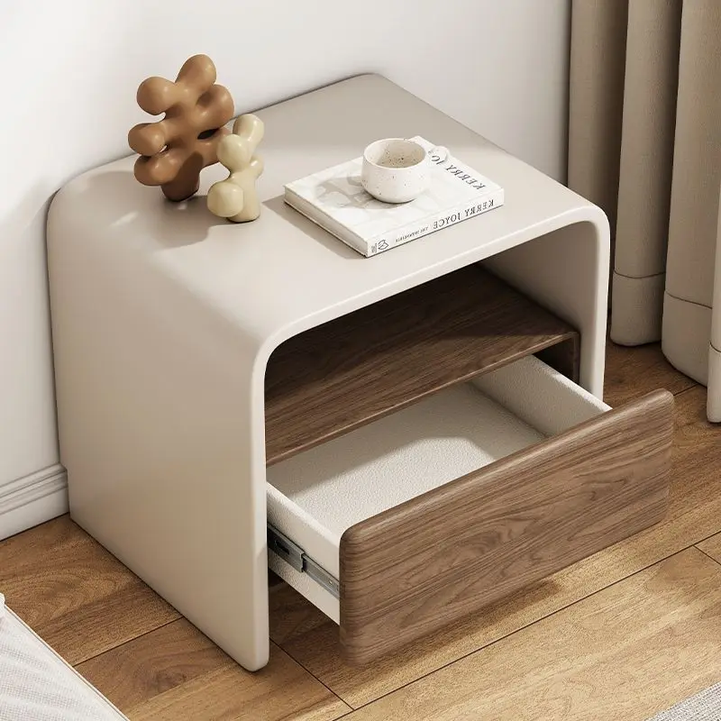 AOLIVIYA Curved Italian Solid Wood Nightstand Bedside Storage Cabinet Modern Master Luxury