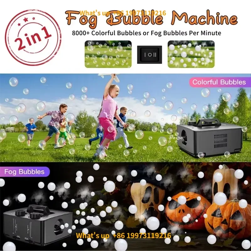 2026 , 2-in-1 Fog Bubble Machine, Indoor and Outdoor Birthday Wedding Halloween Party No Spill Smoke Bubble Machine