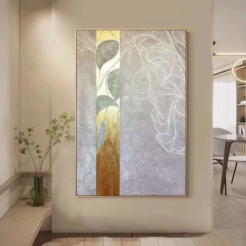 

High Quality Beautiful Abstract Lines Oil Painting On Canvas For Home Wall Decor Pure Hand Painted Gold Poster Mural For Bedroom