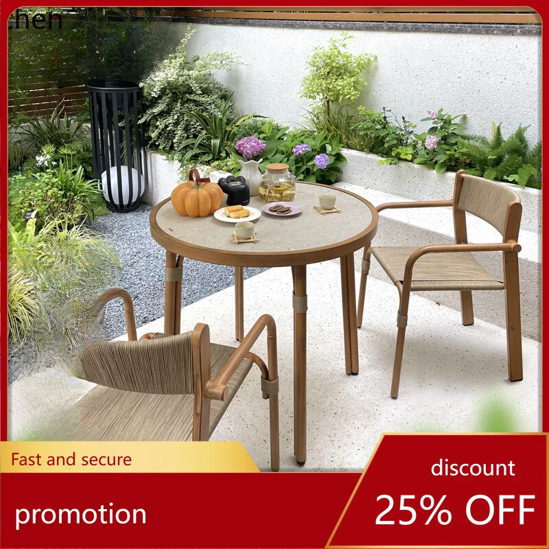 

HXL Outdoor Garden Table and Chair Outdoor Leisure Rattan Chair Garden Villa Terrace Outdoor Rattan Commercial