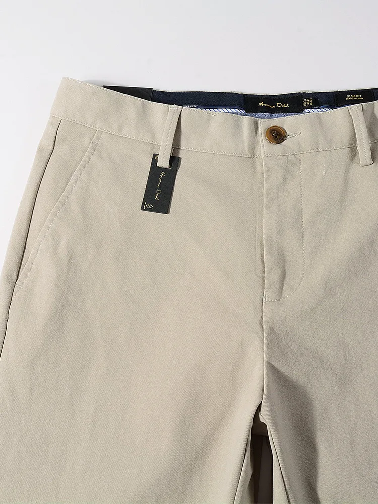 Dave&Di Men's wrinkle resistant khaki pants, pure cotton pants, slim fit straight leg business men  Shi casual pants