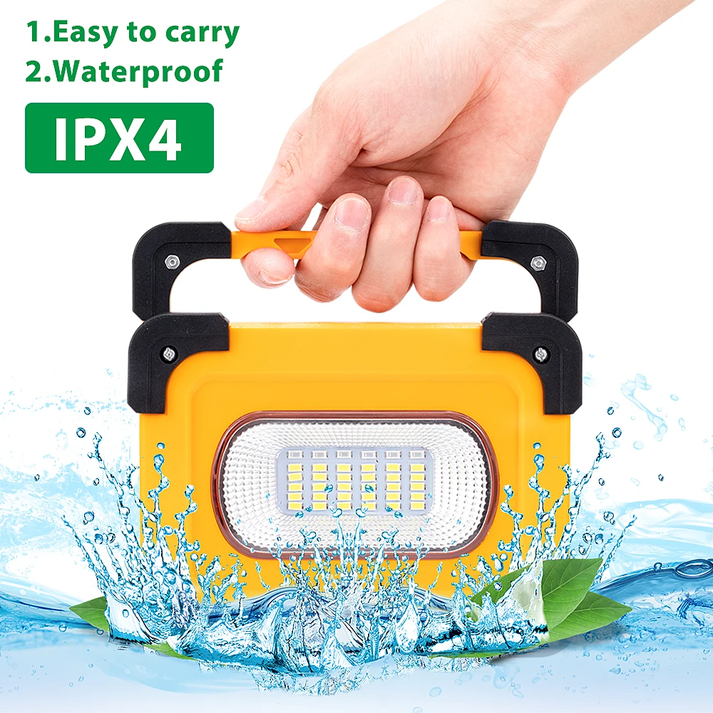 Solar LED Camping Lamp Portable Work Light USB Rechargeable Lantern Power Bank Magnetic Flashlight 18650 Battery Repair Job Site