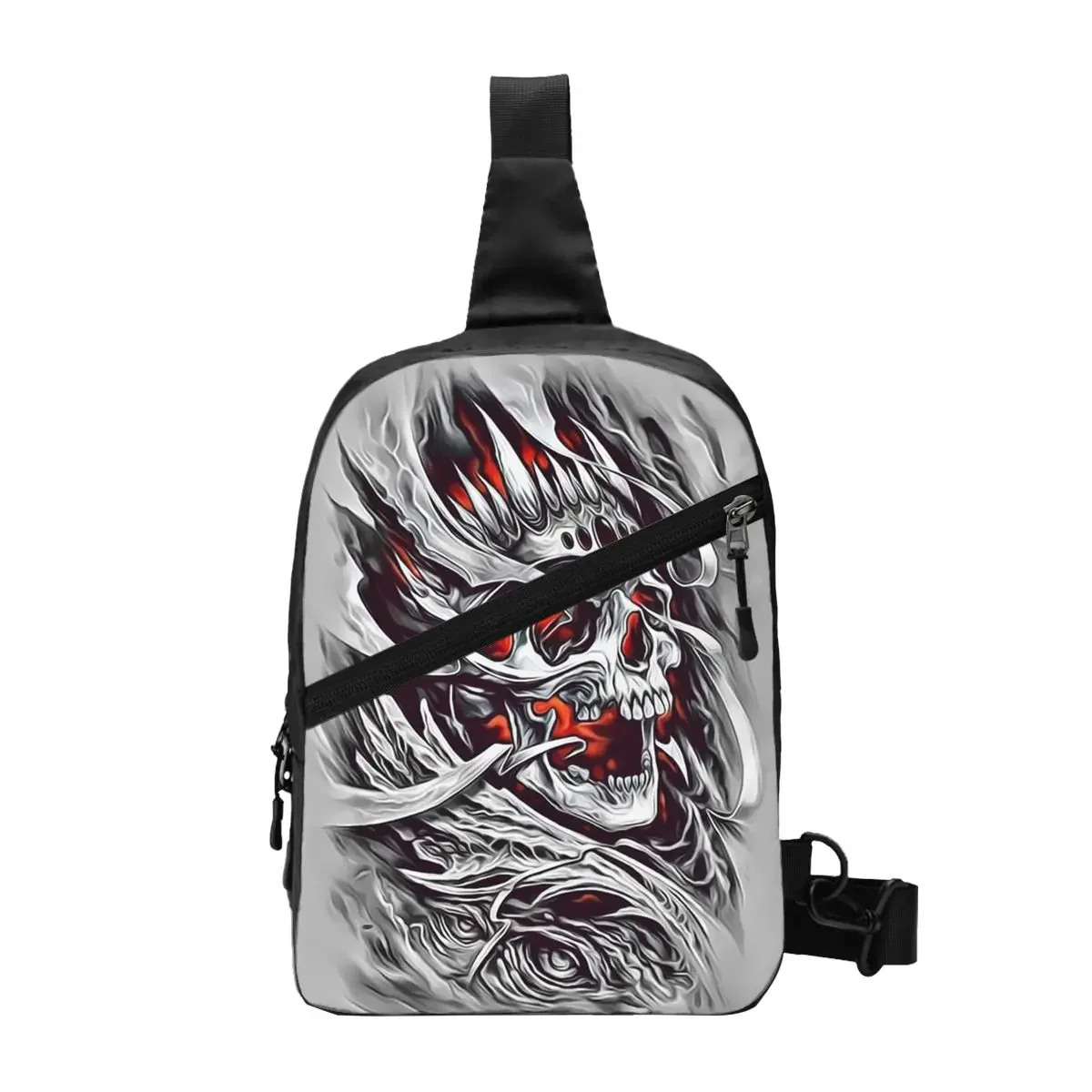 Halloween Gothic Skeleton Sling Chest Bag Custom Horror Death Skull Shoulder Crossbody Backpack for Men Travel Hiking Daypack