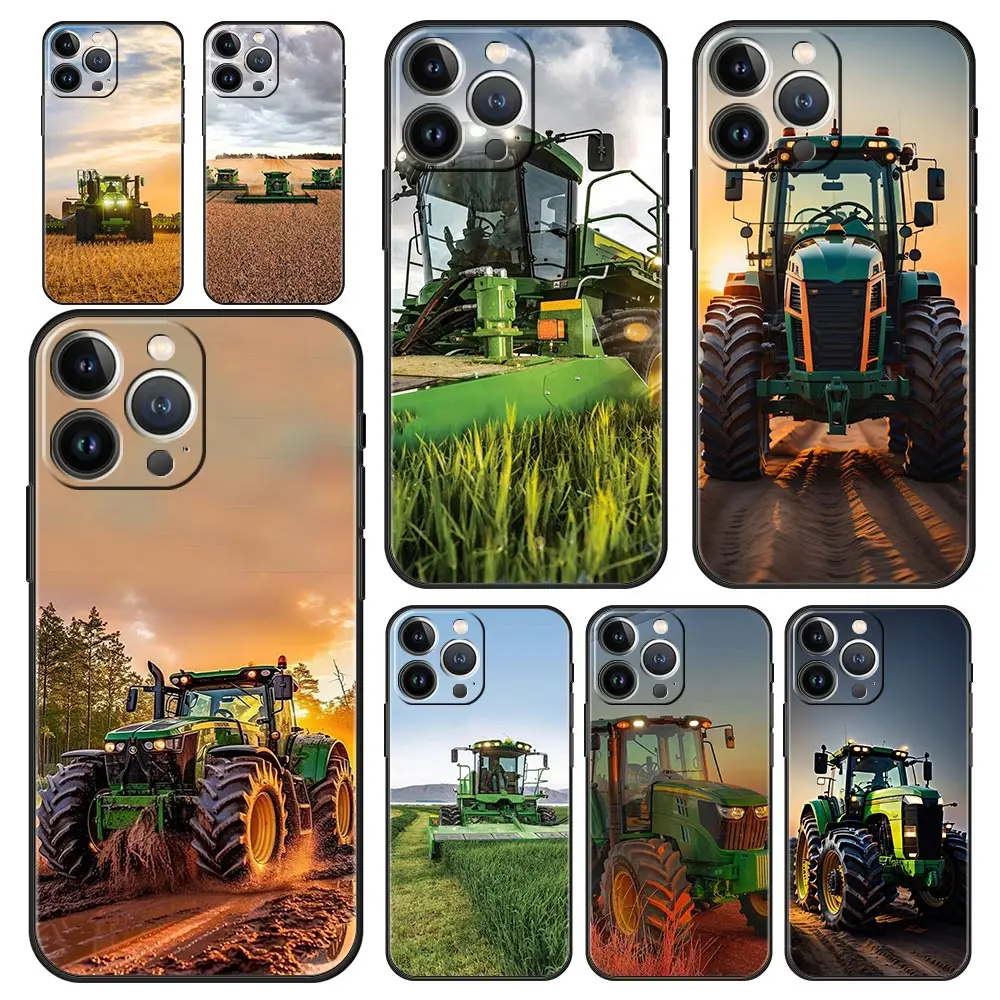 Luxury Phone Case For Apple iPhone 11 15 14 Pro MAX 12 13 7 8 Plus X XR XS MAX SE Silicone Cover Funda Farm Vehicle Tractor